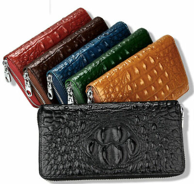 Women Men Crocodile Leather Wallet Zipper Clutch Credit Card Holder Handbag US $15.98