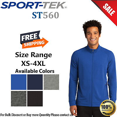 #ad Sport Tek Mens Long Sleeve Lightweight Sport Wick Flex Fleece Full Zip ST560
