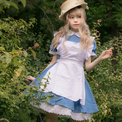 #ad Women Fancy Dress Waitress Maid Outfit Ruffle Lolita Apron Cosplay Costume