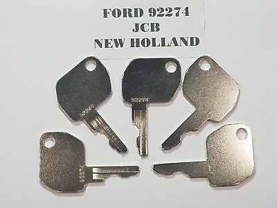 #ad 5 Ford Keys Fits JCB New Holland Backhoes Heavy Equipment 92274 Fast Shipping