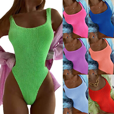 #ad 2022 Summer Sexy New Women Lowcut Sleeveless Solid Bodycon One Piece Bikini
