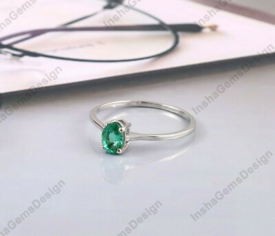#ad Natural Zambian Emerald Ring Handmade 925 Sterling Silver Statement Minimalist