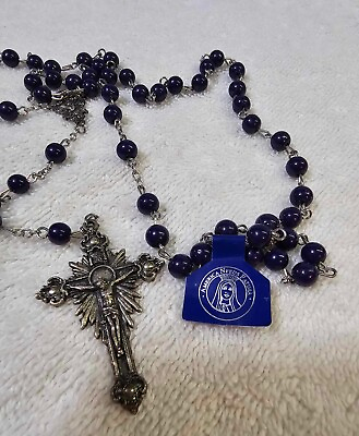 #ad Vtg Purple Beads Rosary Fatima 1917 2017 w tag 28inquot;