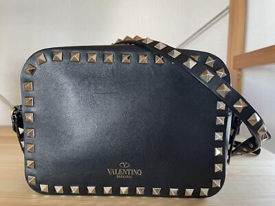 #ad Valentino Shoulder Bag Leather Women#x27;s Black Studs Used JPN