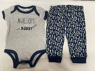 #ad baby essentials boy Sz 6 Months 2 Piece Awesome Like Daddy Outfit