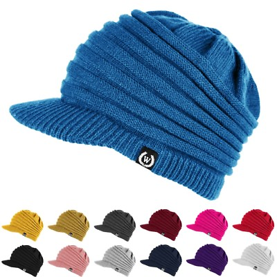 #ad NEW Fashion Unisex Winter Visor Beanie Knit Hat Cap Crochet Men Women Ski Warm