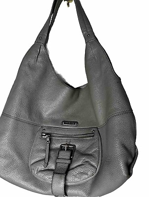 #ad Michael Kors Hobo Shoulderbag Pearl Grey Silver Leather Large Tote Shoulder Bag