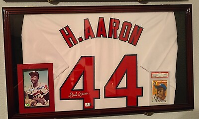 #ad Hank Aaron Autographed Jersey Photo Shadowbox