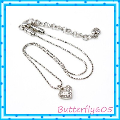 #ad Brighton Heart Mini Silver Crystal Pendant Necklace