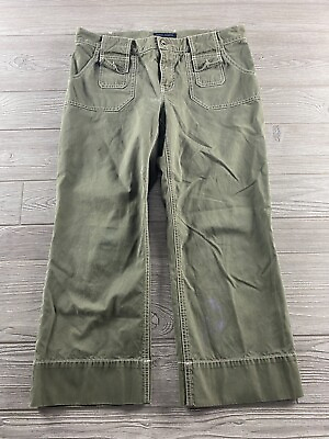 #ad Banana Republic Womens Size 10 Olive Green Capri Pants Front Button Pockets