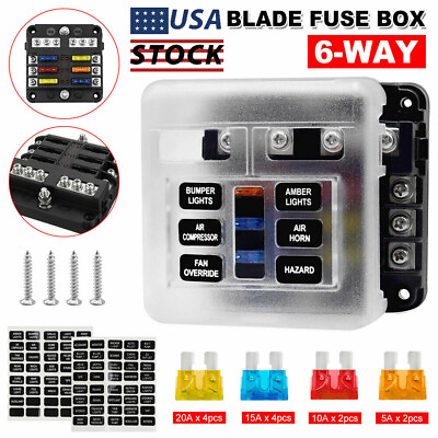#ad Blade Fuse Box Block 6 Way 12V 32V Holder LED Indicator Car Auto Boat Marine Kit