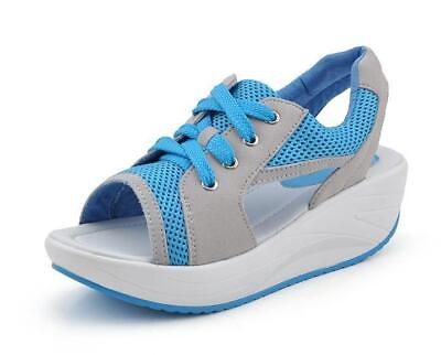#ad Womens Fashion Sneaker Rocker Open Toe High Wedge Heel Beach Mesh Sandals Shoes