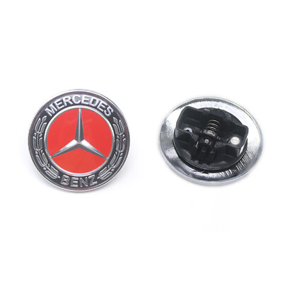 #ad For Mercedes Front Hood Emblem AMG Red Black Flat Laurel Wreath Badge 0008171701