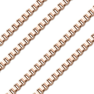 #ad 1.5mm Box Chain Rose Gold 316L Stainless Steel Necklace 16 24 inch Womens Mens