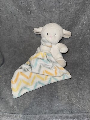 #ad Little Miracles White Baby Lamb with Chevron Blanket Lovey Security Plush LN