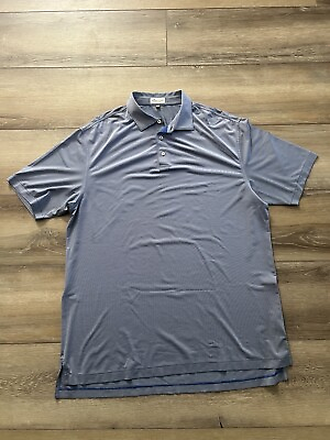 #ad Peter Millar Men#x27;s XL Big White Blue Striped Short Sleeve Golf Polo Shirt