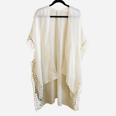 #ad Francesca’s Cream Lace Kimono Duster One Size Ivory White Lightweight