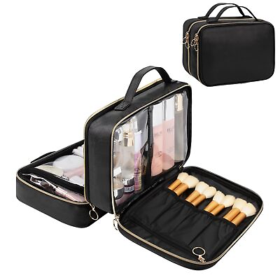 #ad Makeup Bag Organizer Double Layer Cosmetic Bag Large Capacity Travel Toilet...