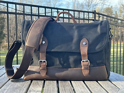 #ad Touch of Modern #759 Canvas Leather Messenger Camera Bag 16” x 11” x 5”