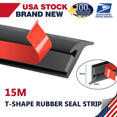 #ad T Type Rubber Sealing Strip Black For Car Edge Trim Bumper Lip Side Skirt 15M