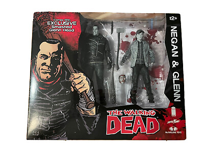 #ad WALKING DEAD NEGAN AND GLENN FIGURE 2 PACK SKYBOUND BLOODY SDCC BLACK AND WHITE