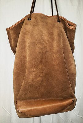#ad Barneys New York Suede and Leather Unisex Tote Strong Shopper Bag Shoulder Bag