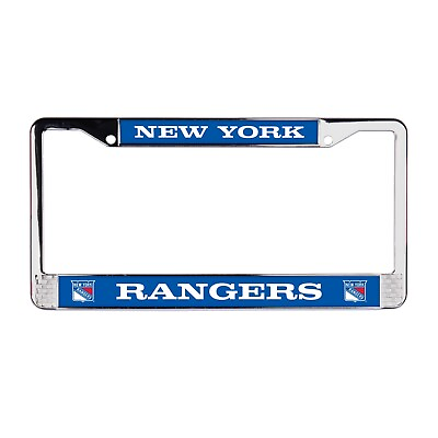 #ad New York Rangers NHL TRUCK CAR TAG CHROME LICENSE PLATE FRAME BLUE