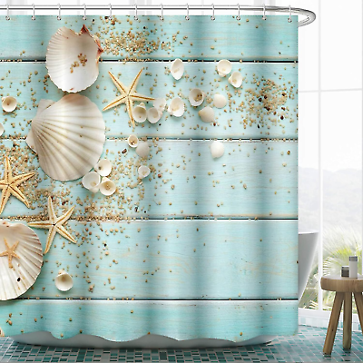 #ad #ad Beach Fabric Shower Curtain Ocean Shower Curtain Cute Starfish Seashell Decorat