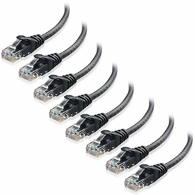#ad New 8 Pack Snagless Short Cat5E Ethernet Cable 1 Ft Cat5E C