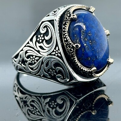 #ad Silver Natural Lapis Lazuli Ring Blue Lapis Lazuli Ring Turkish Lapis Ring