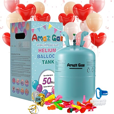 #ad AmazGas Large Helium Tank for Party 50 Balloons Included 13.4L