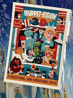 2022 Disney Parks Muppet Vision 3D Kermit Piggy Sam 5x7” Postcard Dave Perillo $15.95
