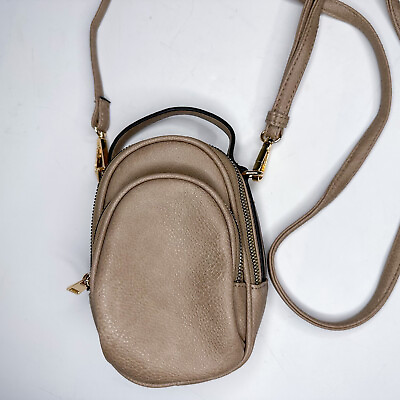 #ad Small Crossbody Backpack Tan Vegan Leather 7”x4.5”x3” Unbranded Mini Micro Purse