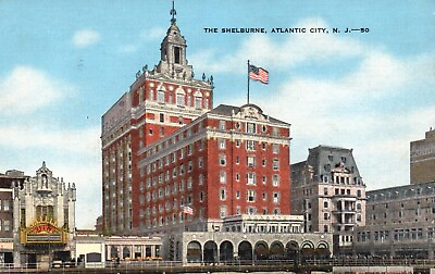 #ad Postcard NJ Atlantic City New Jersey The Shelburne Hotel Linen Vintage PC J4090