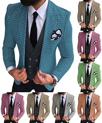 #ad Mens 3 Piece Suit Double Breasted Groom Bestman Tuxedo Suit Size 40r 42r 44r 46r