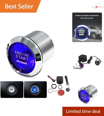 #ad 12V Car Engine Start Push Button Switch Kit Blue LED Indicator Universal