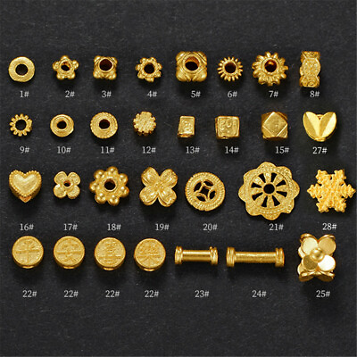 #ad 1pcs Pure 999 24K Yellow Gold Separator Flower Pendant Diy Jewelry For Bracelet
