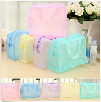 #ad Clear Transparent Plastic PVC Travel Makeup Bag Cosmetic Toiletry Zip Bag Pouch#