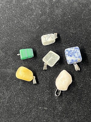 #ad Natural Stone Moder Charms Pendant 6 Piece Multicolor