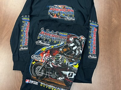 #ad 2017 AMERICAN FLAT TRACK FINALS XL LONGSLEEVE SHIRT INDIAN MOTORCYCLE BLACK NOS