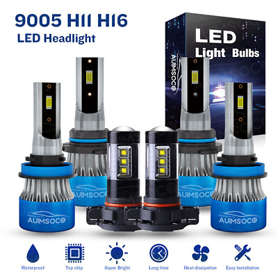 #ad For 2007 2014 GMC Sierra 3500 HD LED Headlights Hi Lo BeamFog Light White Bulbs