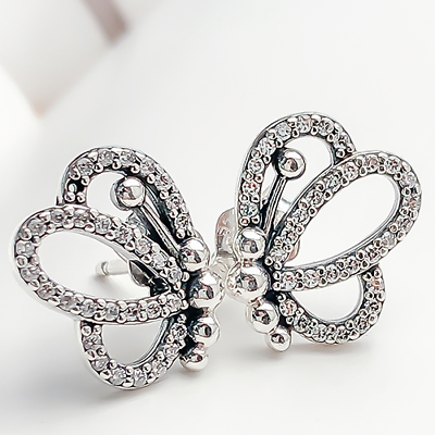 #ad Authentic Pandora Earrings Stud Earrings Butterfly Outlines Earrings 297912CZ