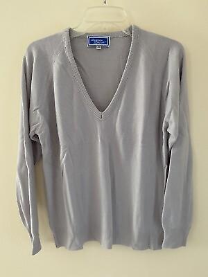 #ad Vintage Designer Original Long Sleeve V Neck Sweater Gray Size S