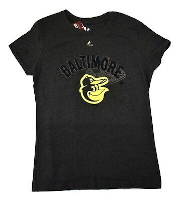 #ad Majestic Womens MLB Baltimore Orioles Baseball Shirt NWT S