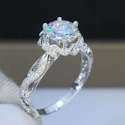 #ad Fashion Women 925 Silver Filled Ring Cubic Zircon Wedding Jewelry Sz 6 10