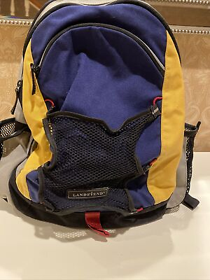 #ad Lands’ End Boy’s Blue Gray Yellow Back Pack
