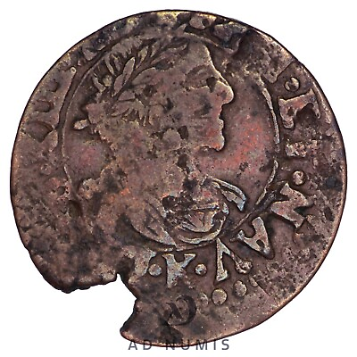 #ad France double tournois 1638 1640 K louis XIII Copper Bordeaux Royal coin
