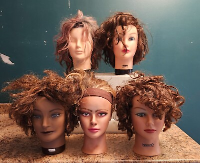 #ad 5 Cosmetology Mannequin Heads Debra amp; Friends Burmax and Hairart Real Human Hair