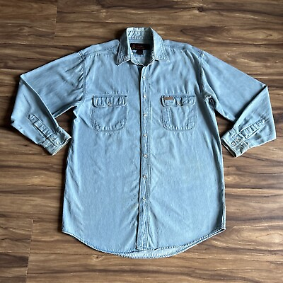 #ad Five Brothers Shirt Mens Large Tall LT Blue Pearl Snap Denim Jean Button Up