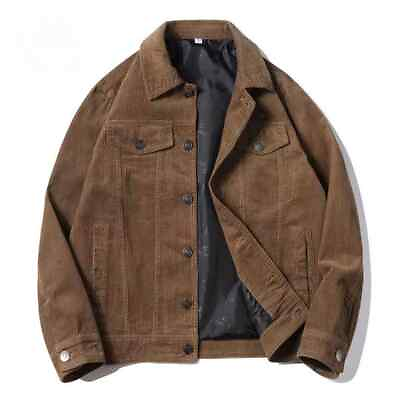 #ad Men Spring Autumn Fashion Casual Corduroy Jacket Vintage Loose Outwear Coats Top